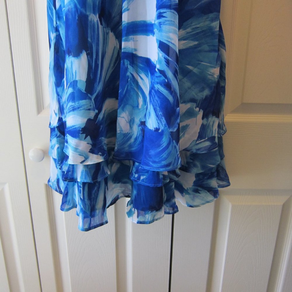 Studio One NWT Bright Teal & Royal blue Flirty Halter Dress size 10 Washable - Picture 4 of 7